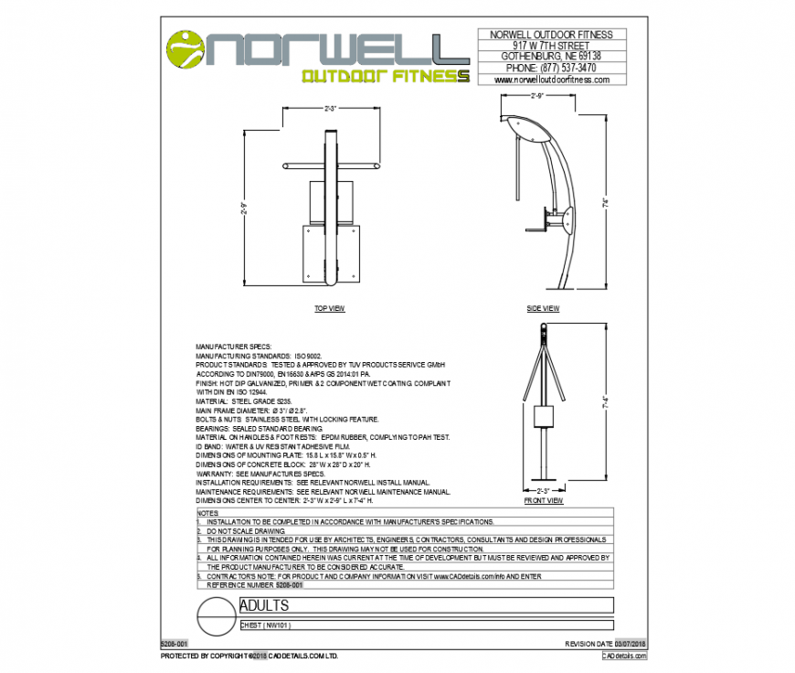 Adult chest gym equipment cad block design dwg file