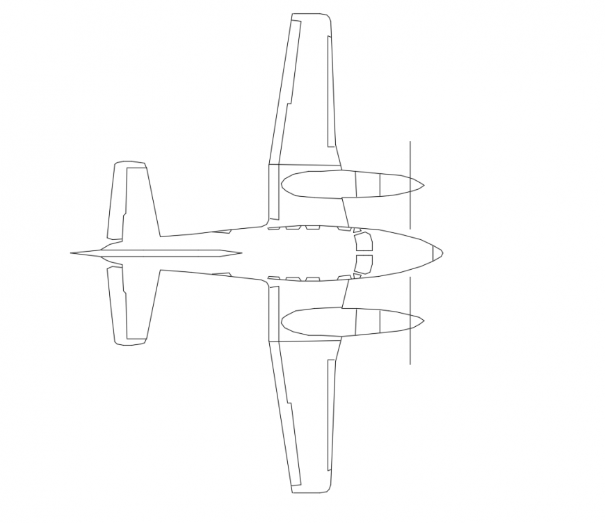 Airplane elevation detail 2d view CAD transportation block dwg file