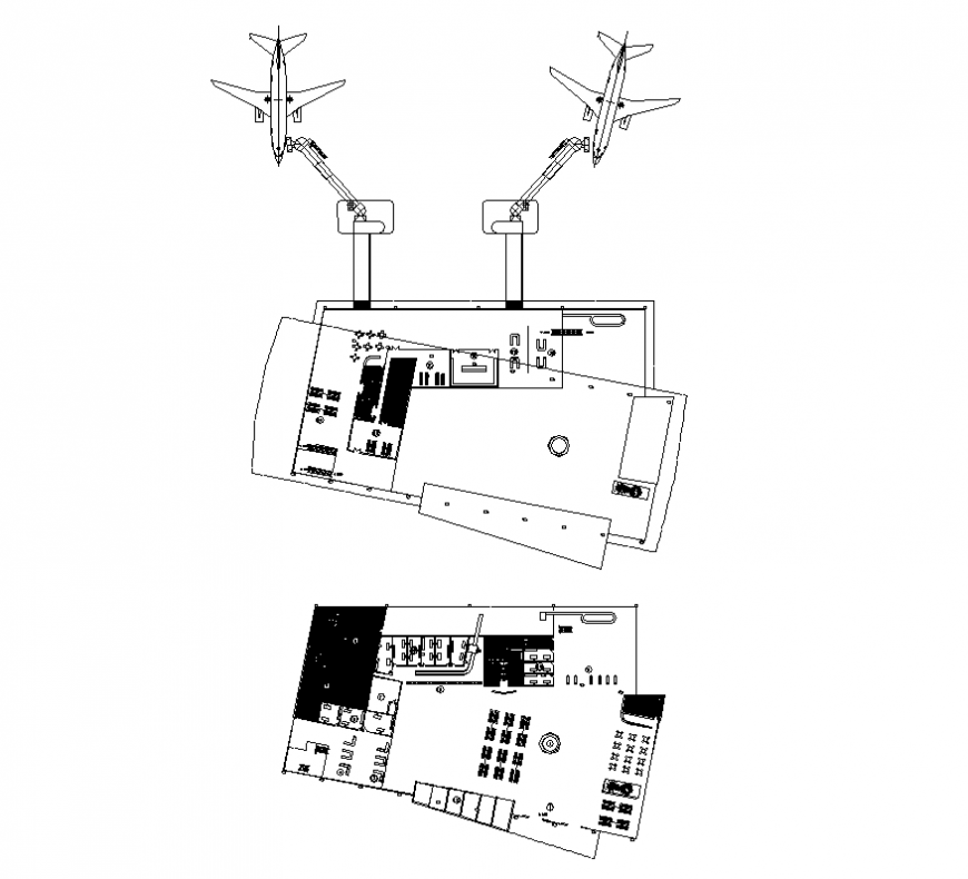 Airport parking system detail plan 2d view layout file in dwg format