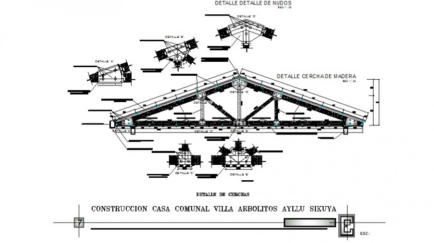 Aluminium roof section and constructive structure cad drawing details dwg file