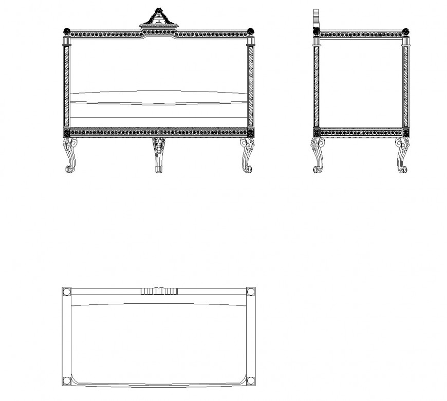 Antique bench CAD blocks autocad file