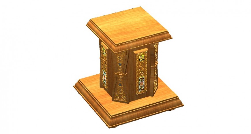 Arabic table desk detail 3d model CAD furniture unit autocad file