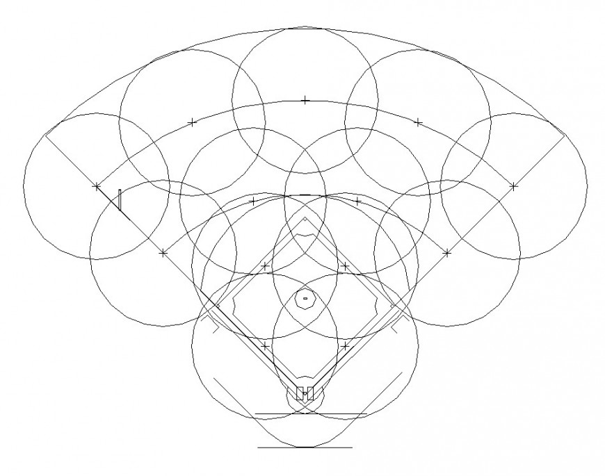 Arch shape design mechanical structure detail 2d view CAD blocks layout autocad file