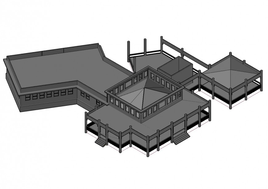 Architectural building block detail 3d model autocad file