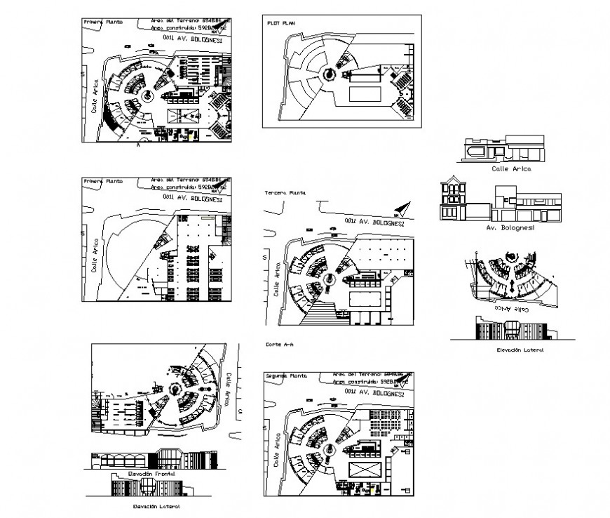 Architectural building structure detail plan and elevation 2d view layout autocad file