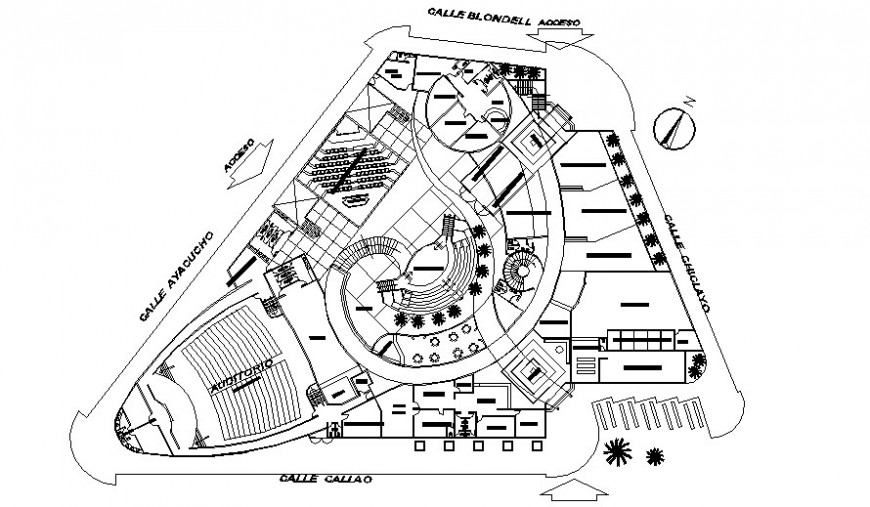 Auditorium building and other details in AutoCAD