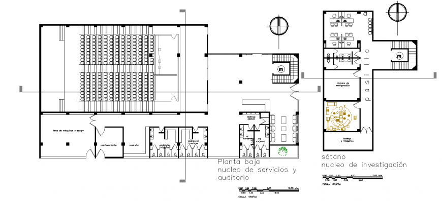 Auditorium plan drawing in dwg file.
