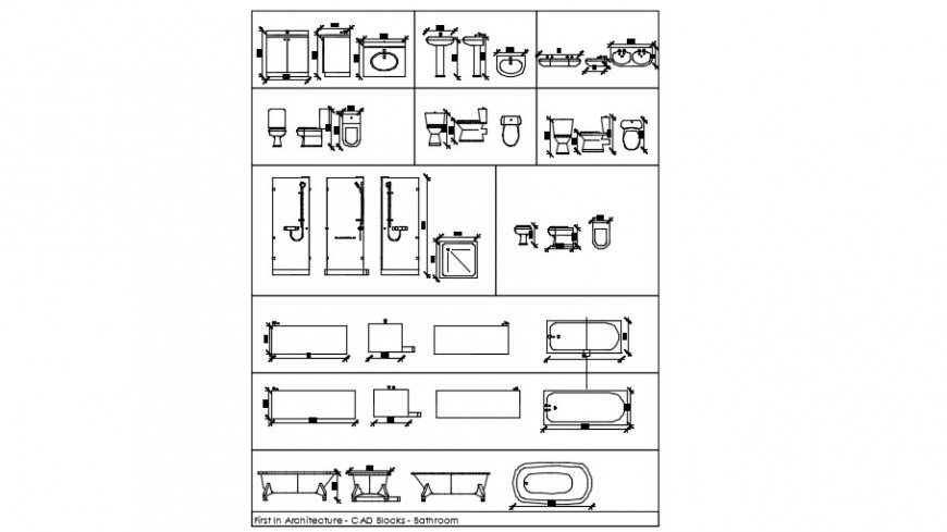 Bathroom furniture detailing various blocks detail dwg file