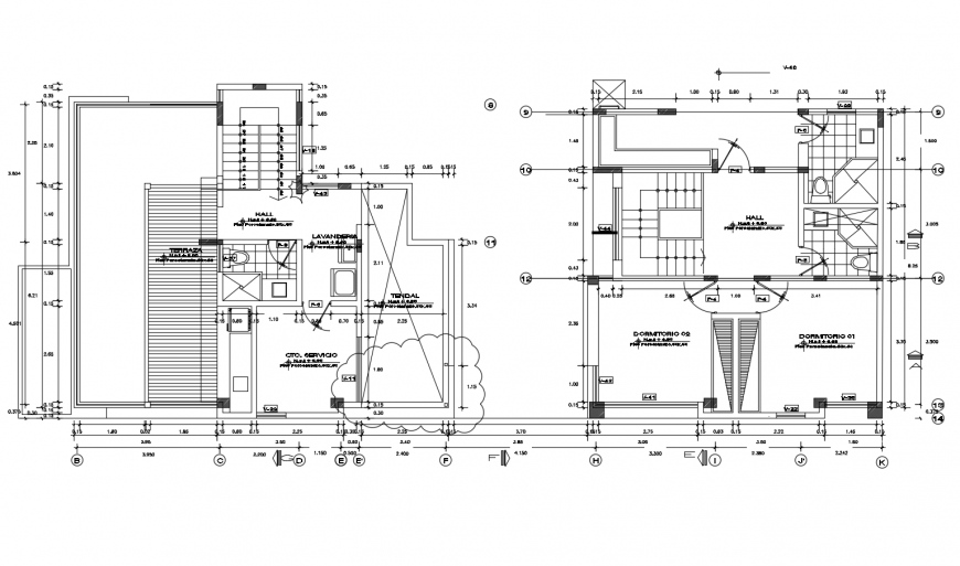 Bathroom of two story house section and sanitary installation cad drawing details dwg file