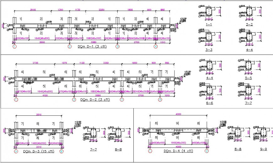 Beam to column structure detail elevation 2d view CAD construction autocad file