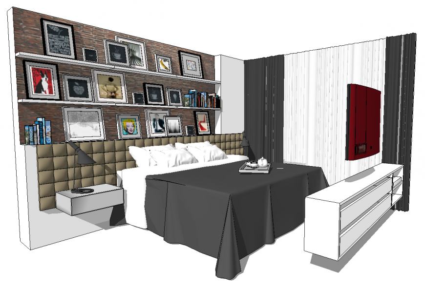 Bedroom 3d concept view drawing in skp file.