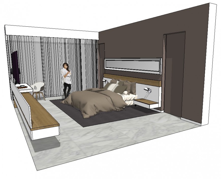 Bedroom detailing interior work layout sketch-up file