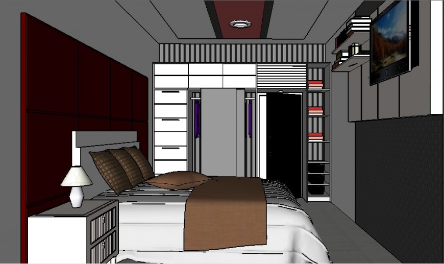 Bedroom interior 3d model in skp Sketch Up file.