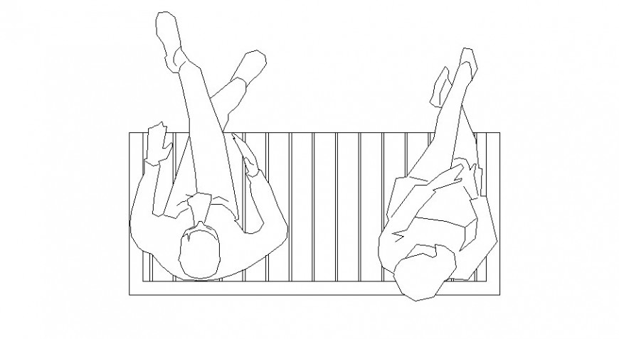 Bench elevation with seating people cad blocks details dwg file