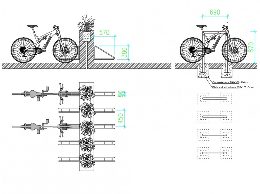 Bike rack plan dwg file