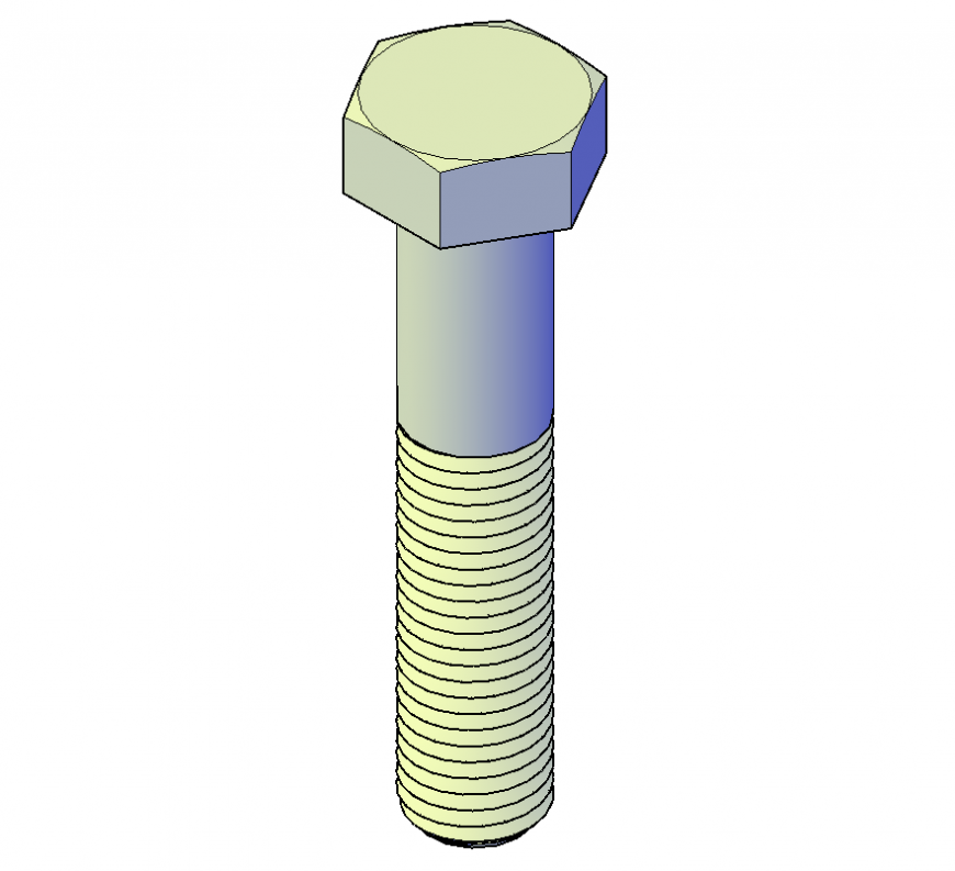 Bolt detail elevation 3d model layout autocad file