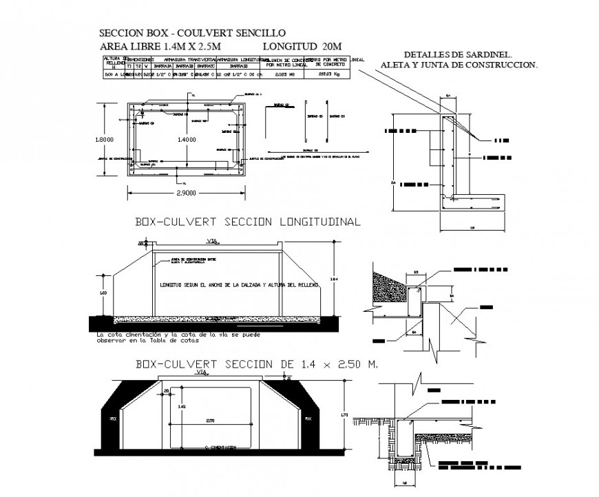 Box culvert section 2d view CAD structural block layout file in autocad format