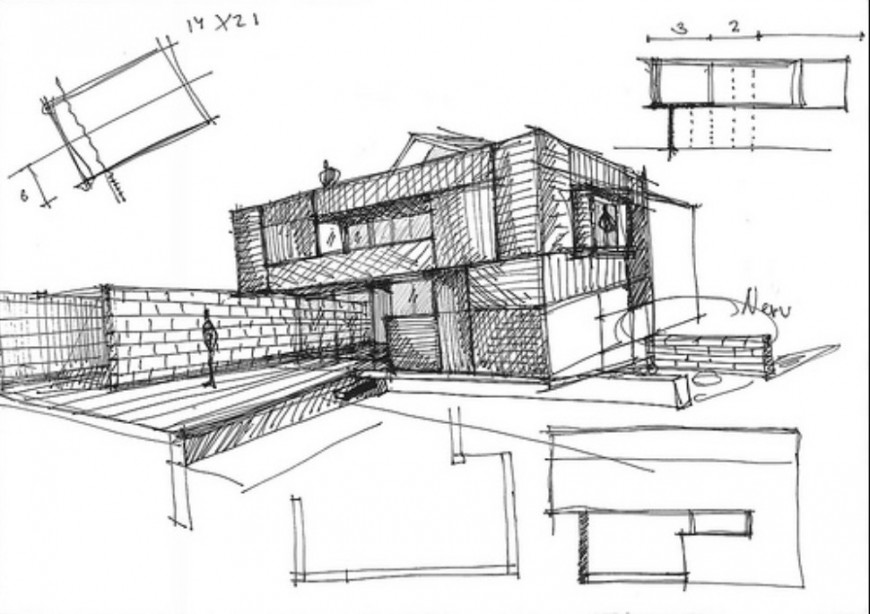 Brick construction project of a building elevation model