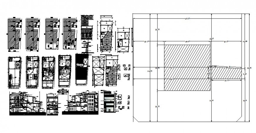 Building 2d drawing plan and section in autocad