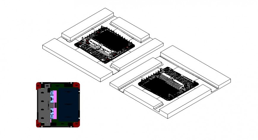 Building blocks detail plan 2d and 3d model autocad file