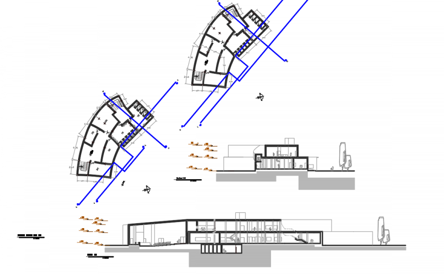 Building structure detail plan and section 2d view CAD block layout file in autocad format