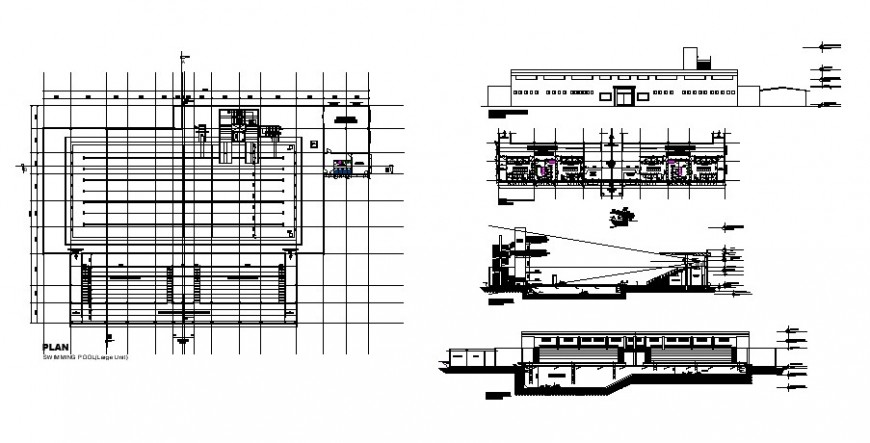 Building units plan, elevation and sectional detail drawing in autocad format