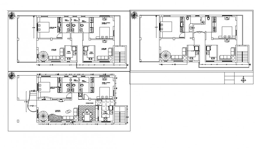 Bungalow plan detail 2d view CAD block layout file in autocad format