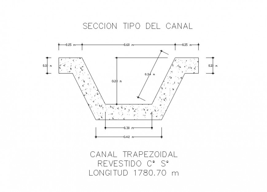 Canal longitudinal section and irrigation cad plumbing details dwg file
