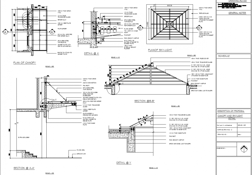 Canopy detail drawing in dwg file.