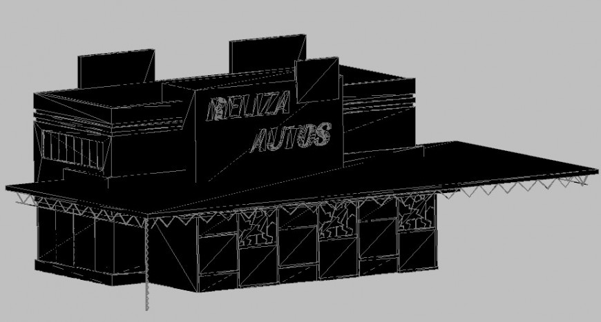 Car showroom building details 3d model autocad file