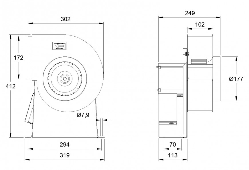 Centrifugal Extractor Fan plan autocad file