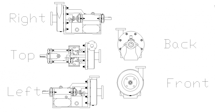 Centrifugal pump detail drawing in dwg AutoCAD file.