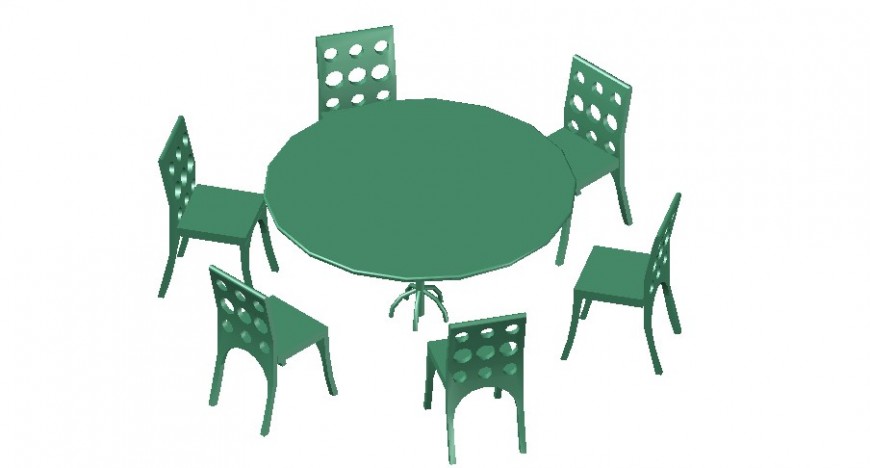 Circular table and chair detail 3d model furniture block autocad file