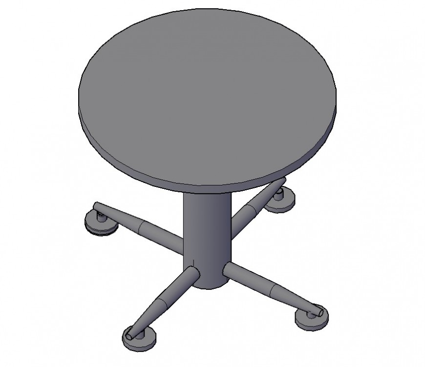 Circular table detail CAD furniture block 3d model layout dwg file