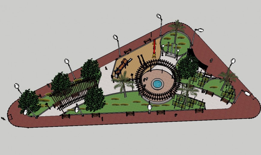 City architectural park detail 3d model layout CAD blocks sketch-up file