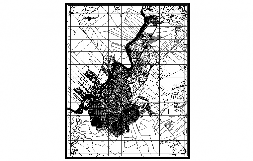 City location map and town planning with area details dwg file