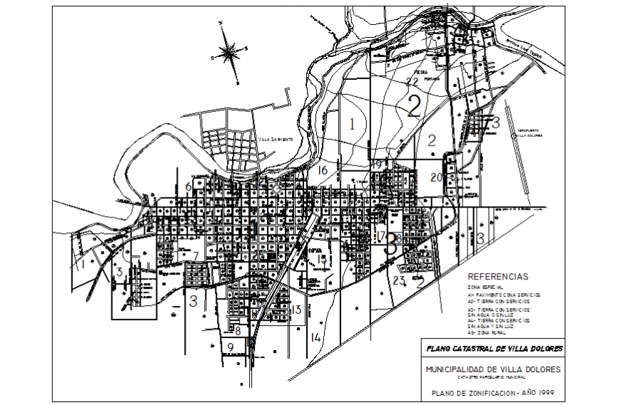 City plan zoning location map with town planning details dwg file