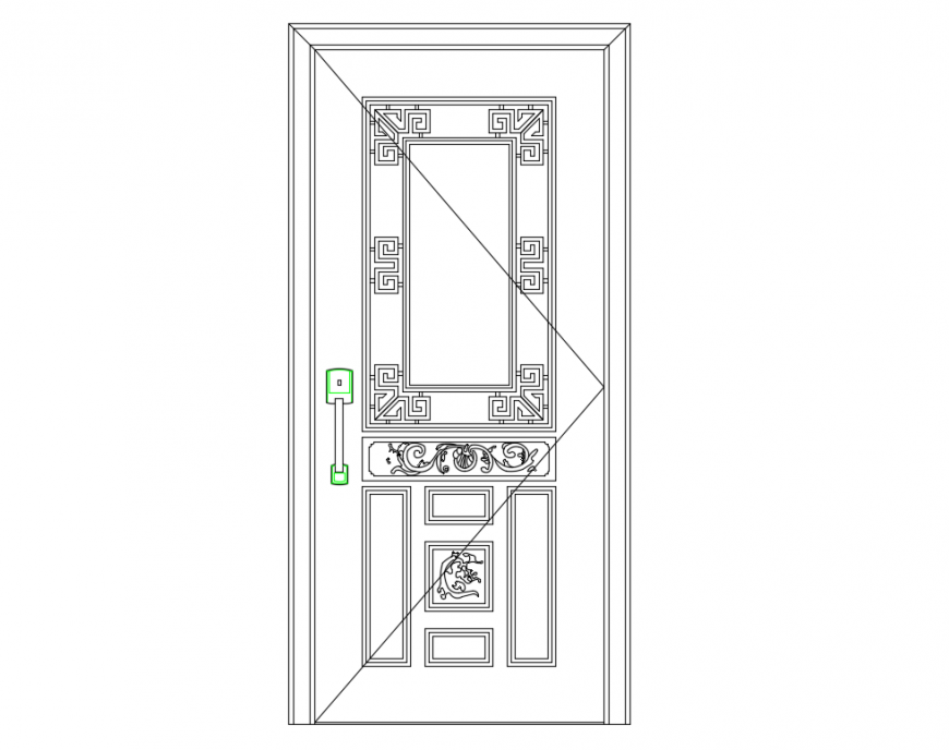 Classic door elevation front view cad block design dwg file