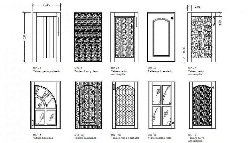 Classic wooden door elevation blocks cad drawing details dwg file