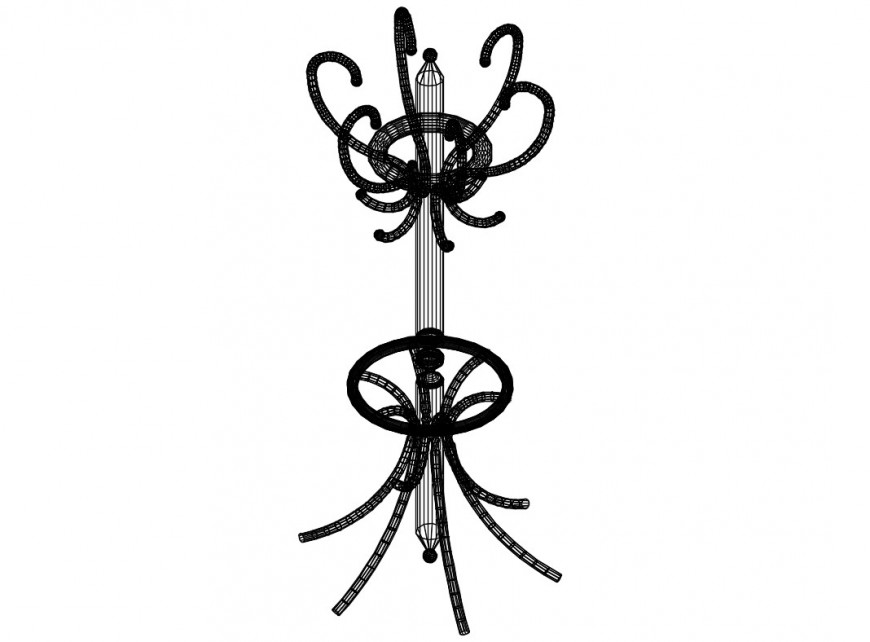 Coat rack decorative stand 3d drawing details dwg file