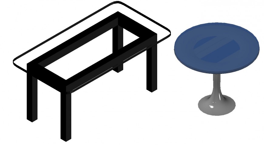 Coffee table 3d model detail in dwg AutoCAD file.