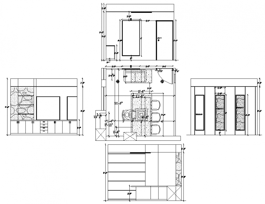 College main office table plan and elevation autocad file