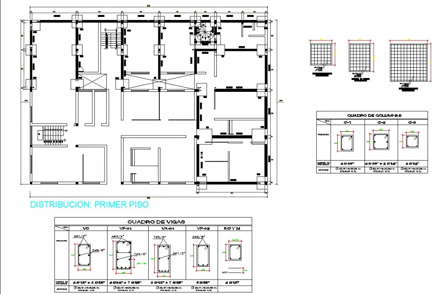 Column detail drawing of building in dwg file.