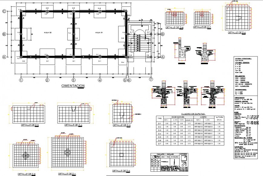 Column installation plan and section 2d view CAD construction block layout autocad file
