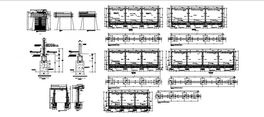 Column installation plan and section detail 2d view CAD construction unit layout autocad file