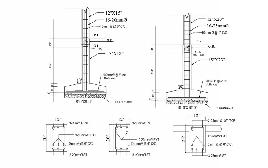 Column section in dwg file