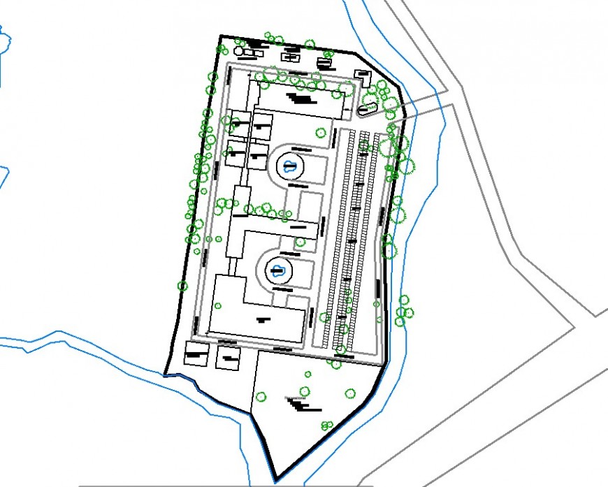 Commercial building line plan autocad file