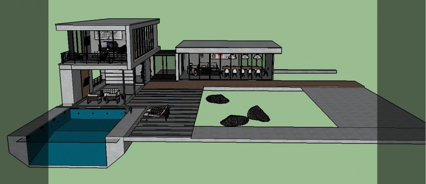 Concrete house 3d model in skp Sketch Up file.