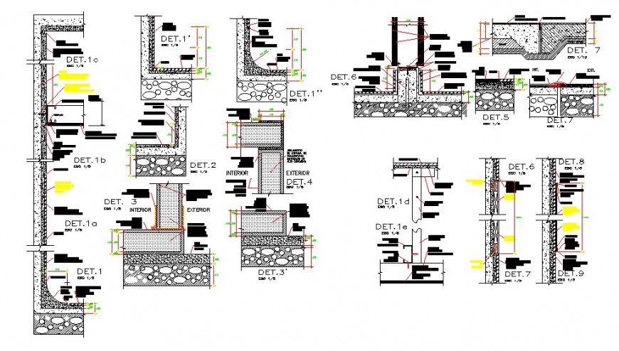 Concrete masonry structure detail 2d view CAD construction block layout dwg file