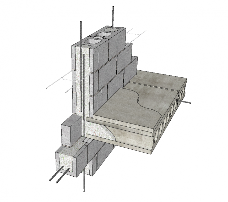 Concrete structure detail elevation 3d model sketch-up file